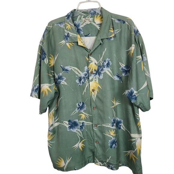 Tommy Bahama Birds of Paradise & Fronds 100% Silk Hawaiian Shirt Beach XL Mens - Picture 1 of 15